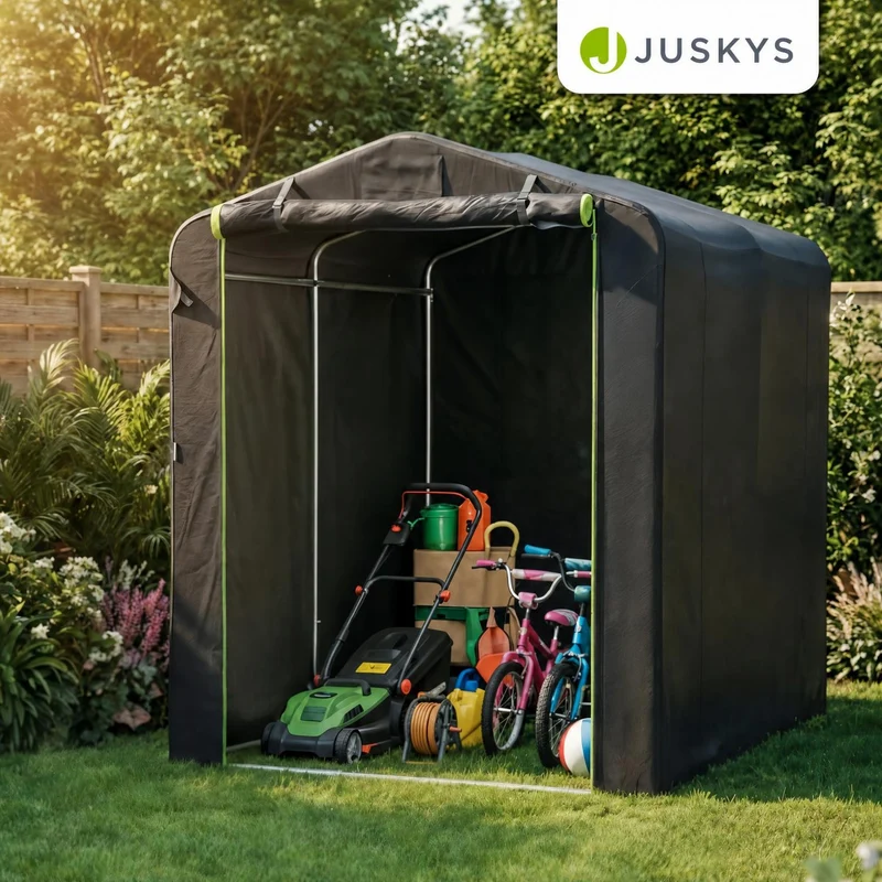 Abri de jardin en toile – porte enroulable, taille S ou M