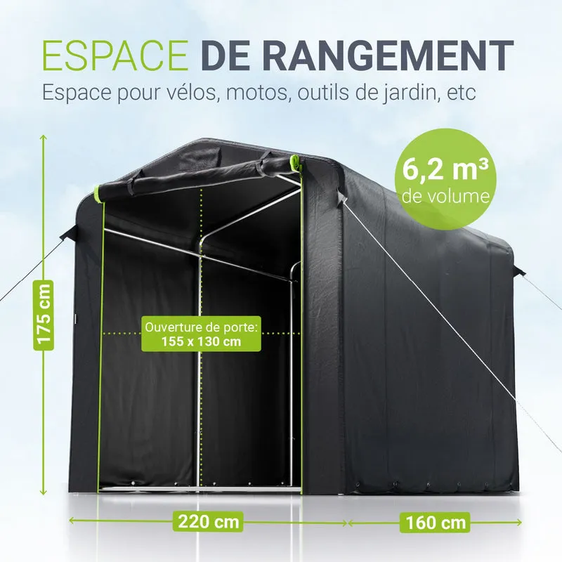 Abri de jardin en toile – porte enroulable, taille S ou M