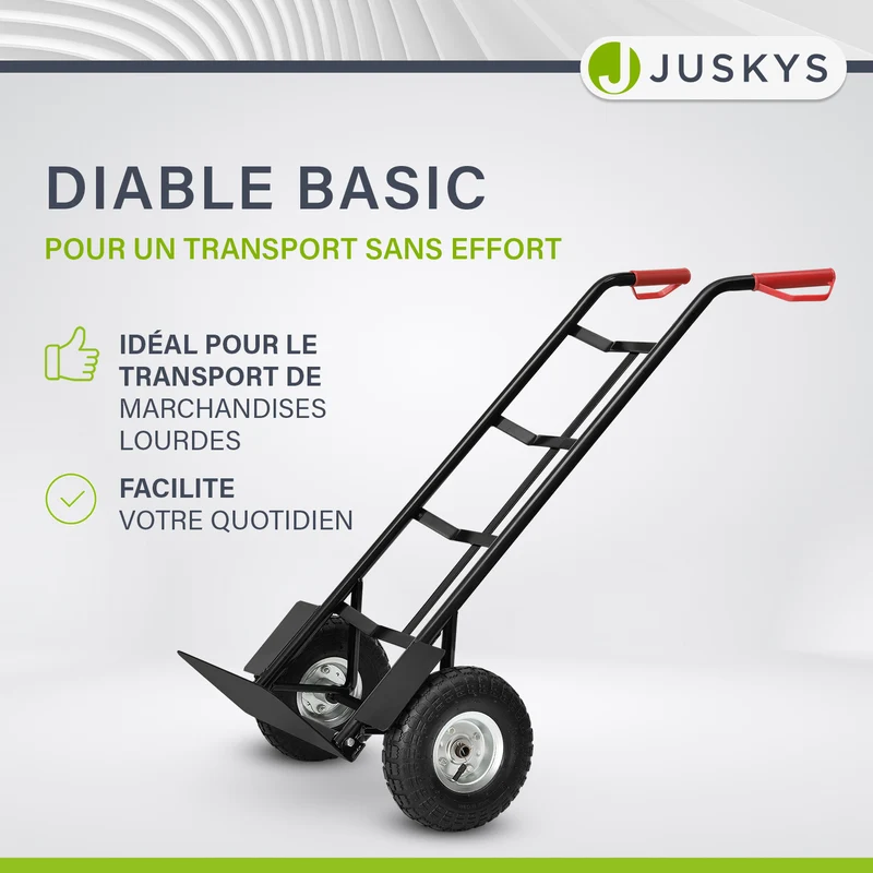 Diable de manutention Basic – pliable, charge 100 kg, noir