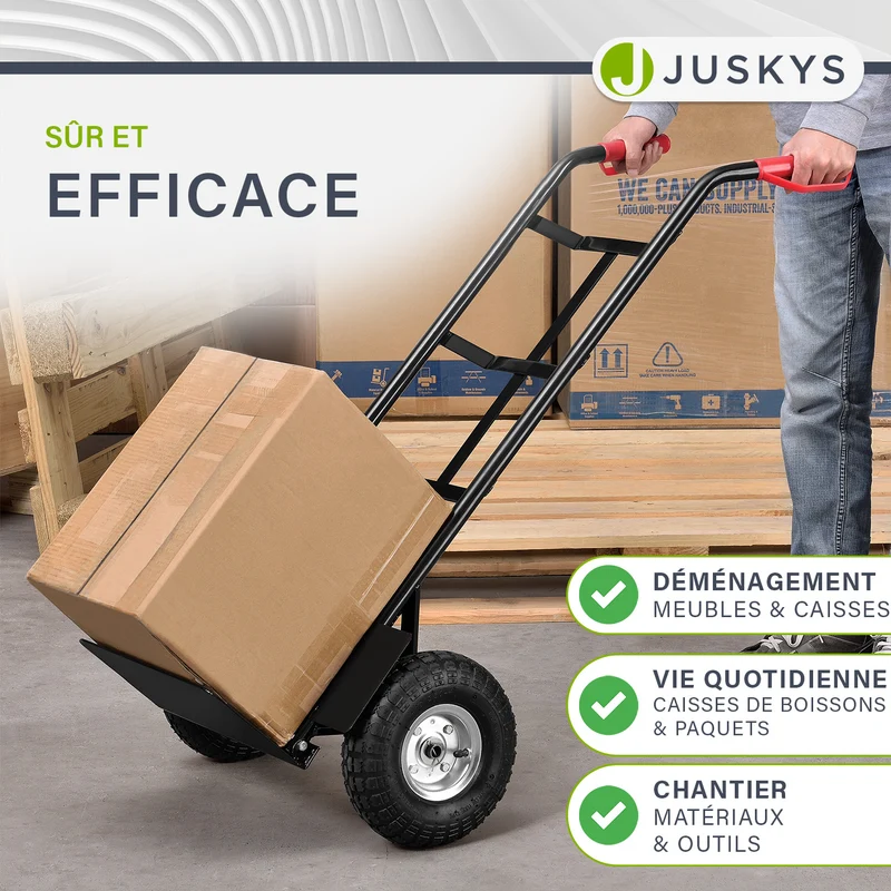 Diable de manutention Basic – pliable, charge 100 kg, noir