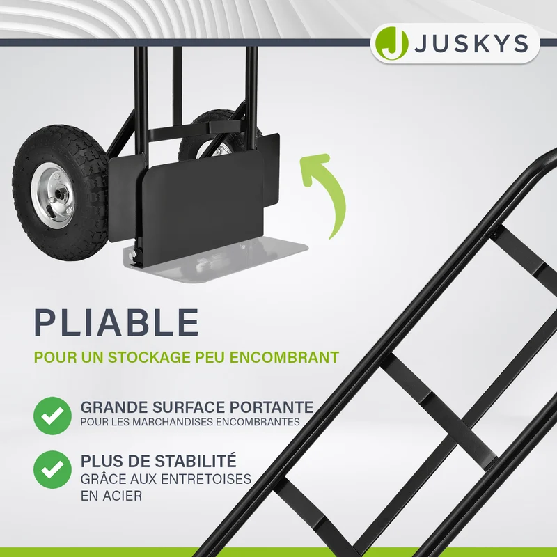 Diable de manutention Basic – pliable, charge 100 kg, noir