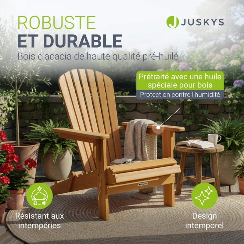 Chaise longue pliante de jardin Korfu – bois d'acacia