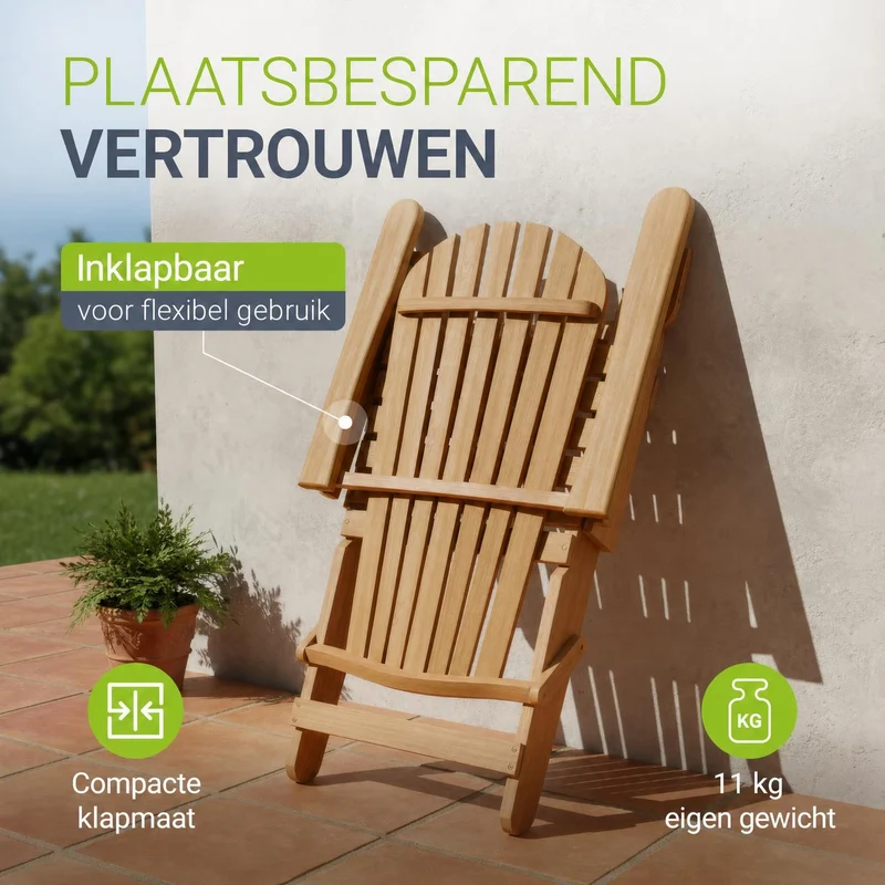 Chaise longue pliante de jardin Korfu – bois d'acacia