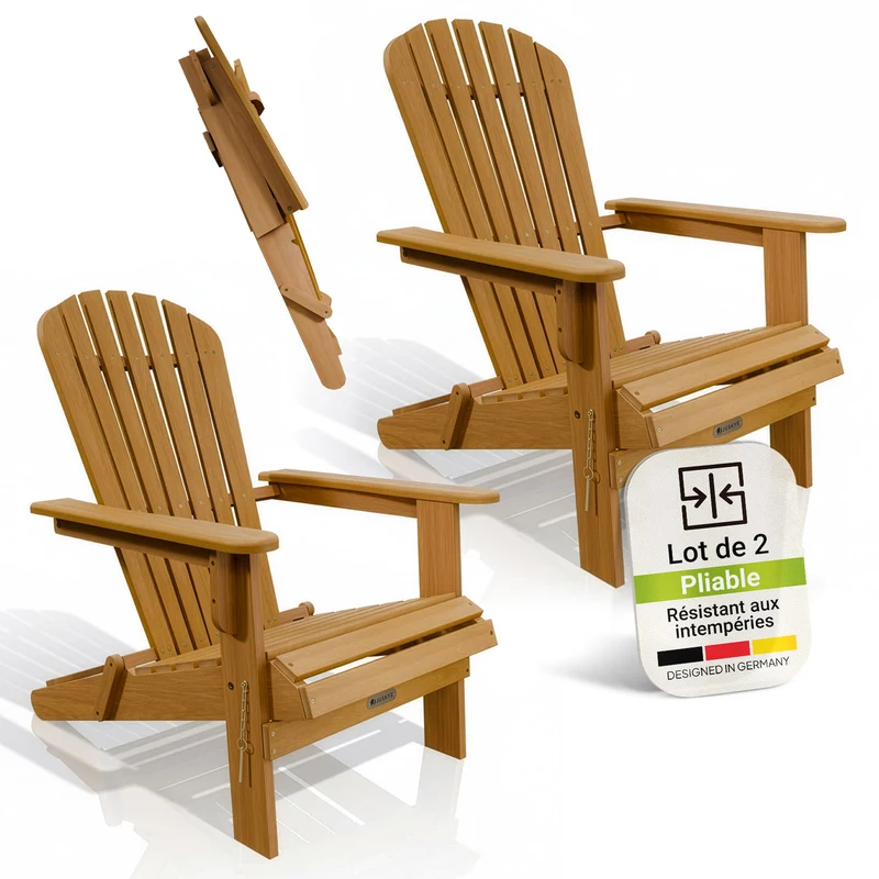 Chaise longue pliante de jardin Korfu – bois d'acacia