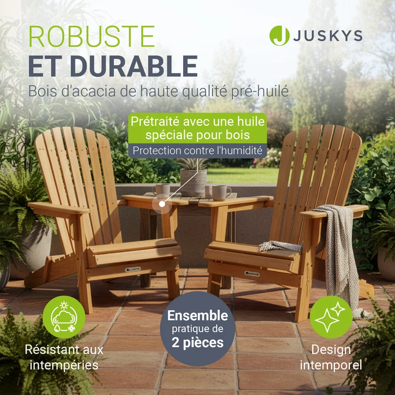 Chaise longue pliante de jardin Korfu – bois d'acacia