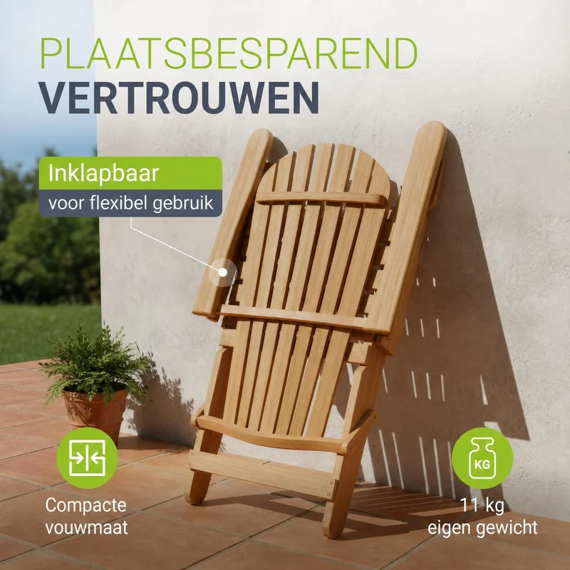 Chaise longue pliante de jardin Korfu – bois d'acacia