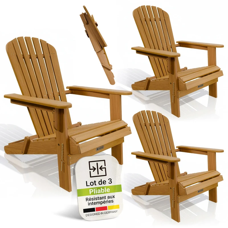 Chaise longue pliante de jardin Korfu – bois d'acacia