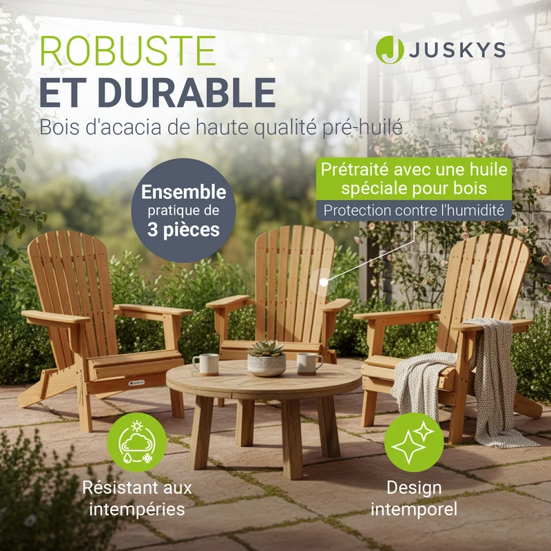 Chaise longue pliante de jardin Korfu – bois d'acacia