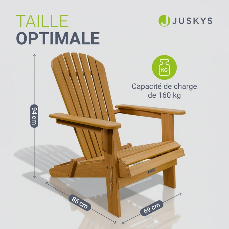 Chaise longue pliante de jardin Korfu – bois d'acacia