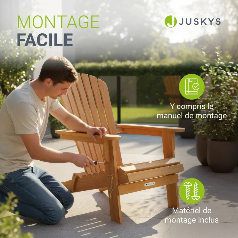 Chaise longue pliante de jardin Korfu – bois d'acacia