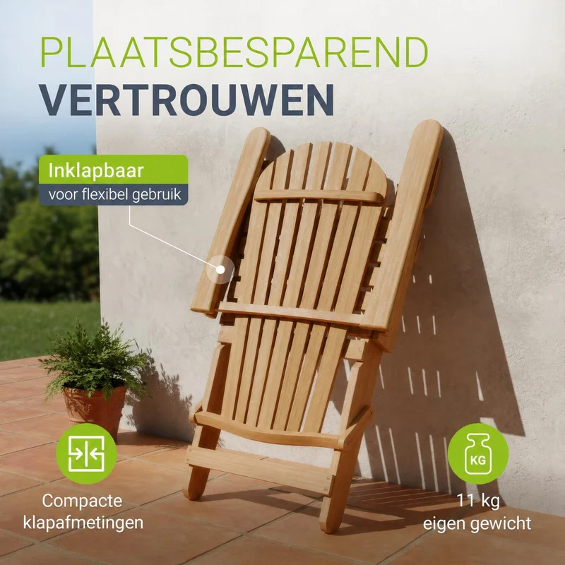 Chaise longue pliante de jardin Korfu – bois d'acacia