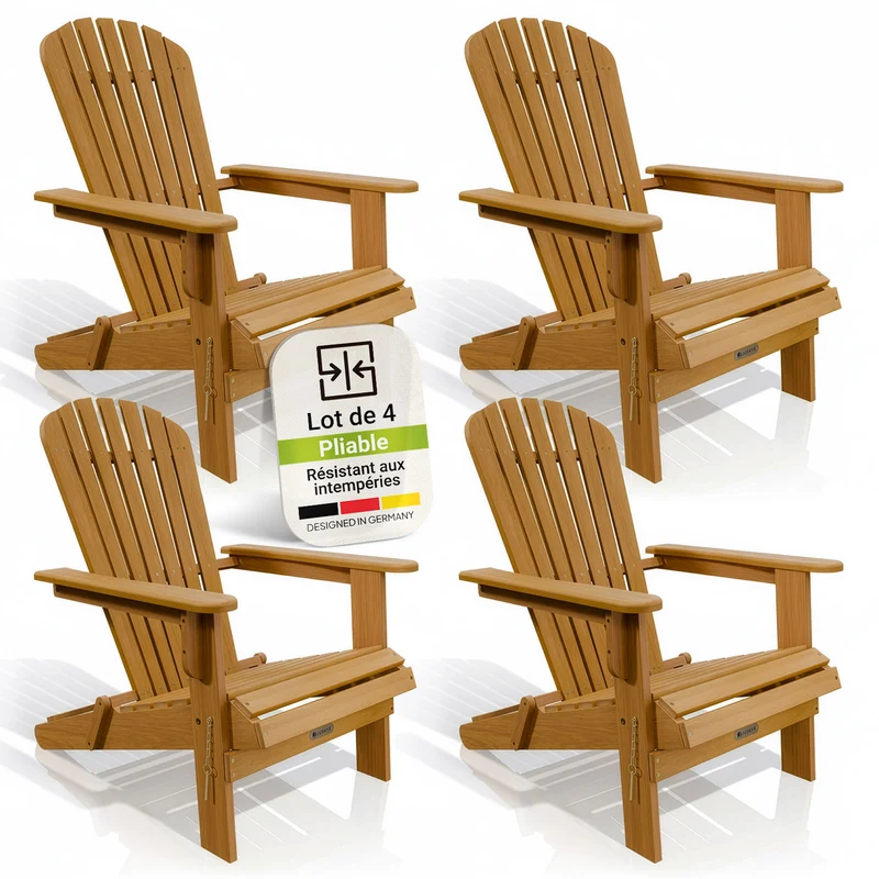 Chaise longue pliante de jardin Korfu – bois d'acacia