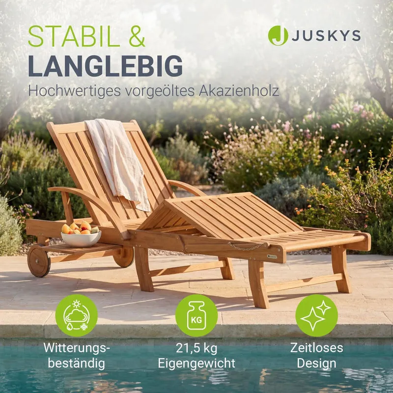 Chaise longue pliante de balcon SunScape en bois d'acacia