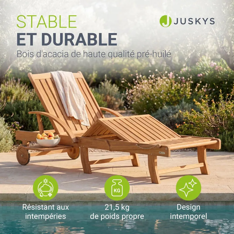 Chaise longue pliante de balcon SunScape en bois d'acacia