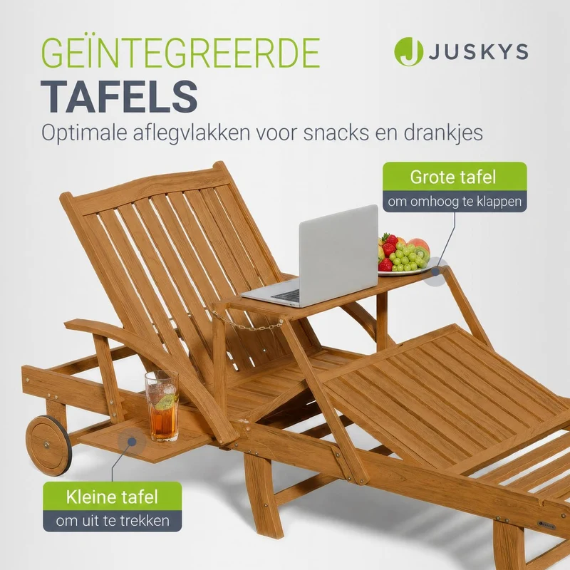 Chaise longue pliante de balcon SunScape en bois d'acacia