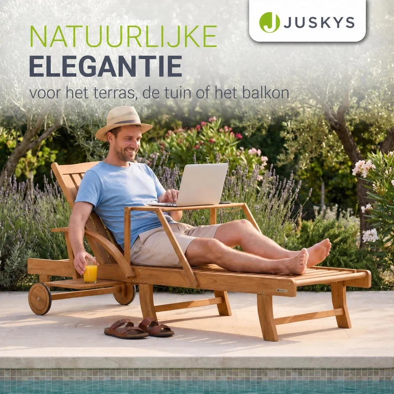 Chaise longue pliante de balcon SunScape en bois d'acacia
