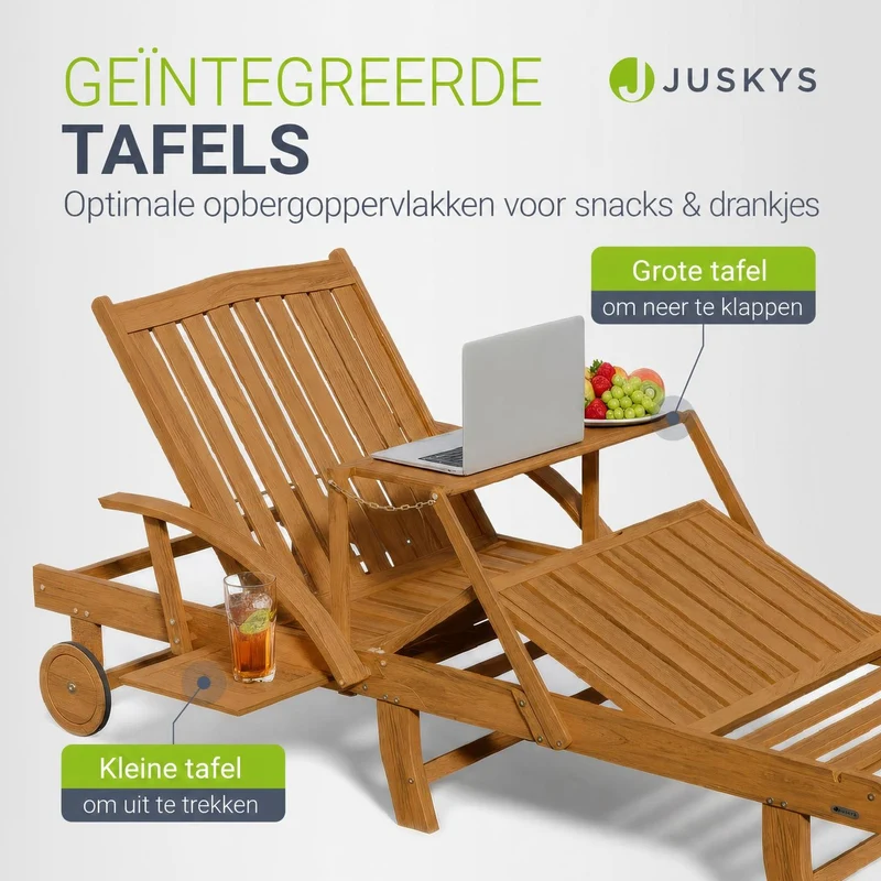 Chaise longue pliante de balcon SunScape en bois d'acacia