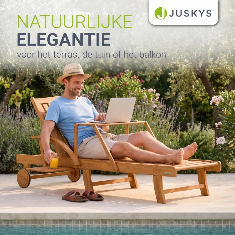 Chaise longue pliante de balcon SunScape en bois d'acacia