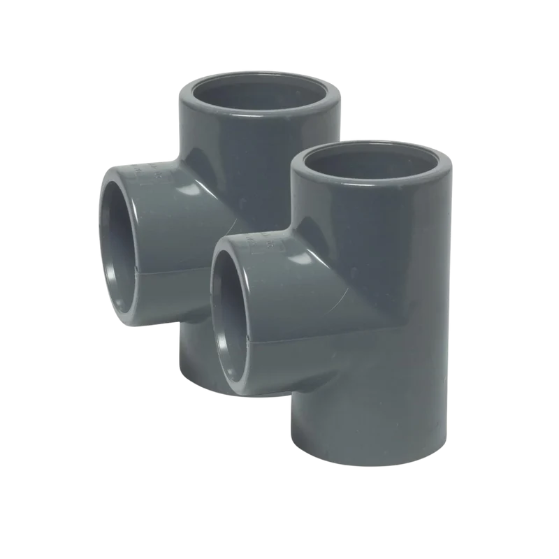 2x Té 90° PVC 50 mm à coller 16 bar (2 pièces)