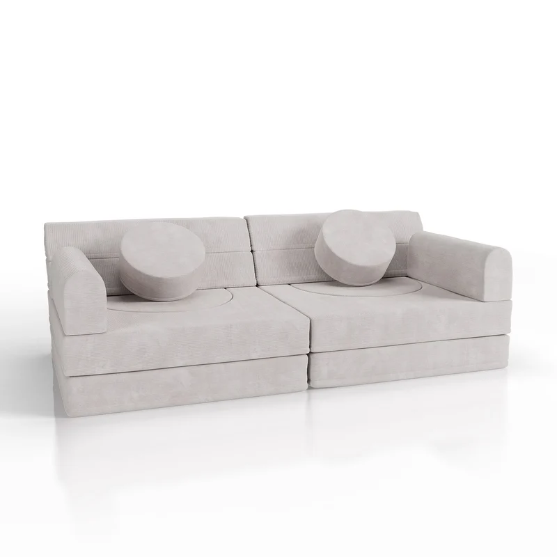 Canapé enfant Kayo en velours côtelé – modulable, lit d'appoint