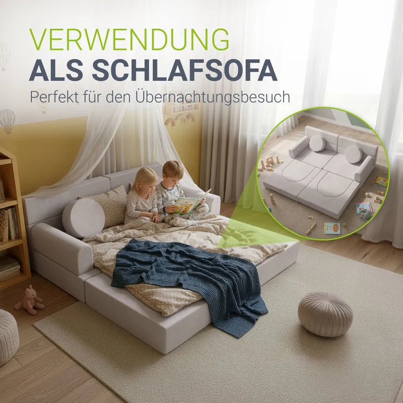 Canapé enfant Kayo en velours côtelé – modulable, lit d'appoint