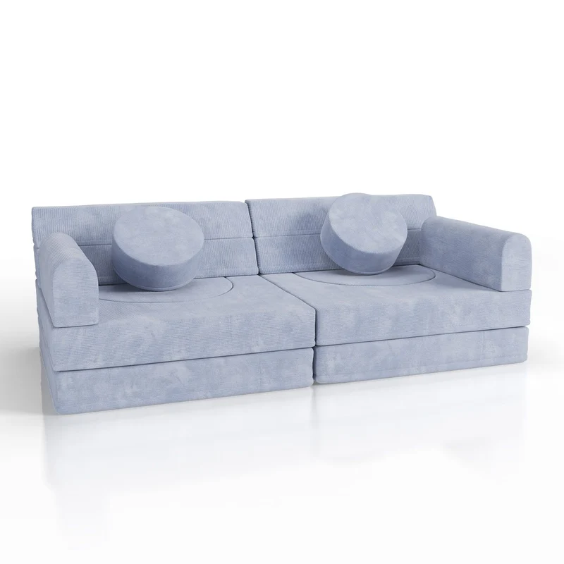 Canapé enfant Kayo en velours côtelé – modulable, lit d'appoint