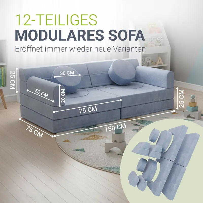 Canapé enfant Kayo en velours côtelé – modulable, lit d'appoint