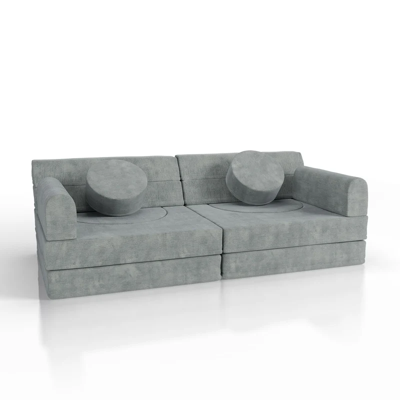 Canapé enfant Kayo en velours côtelé – modulable, lit d'appoint