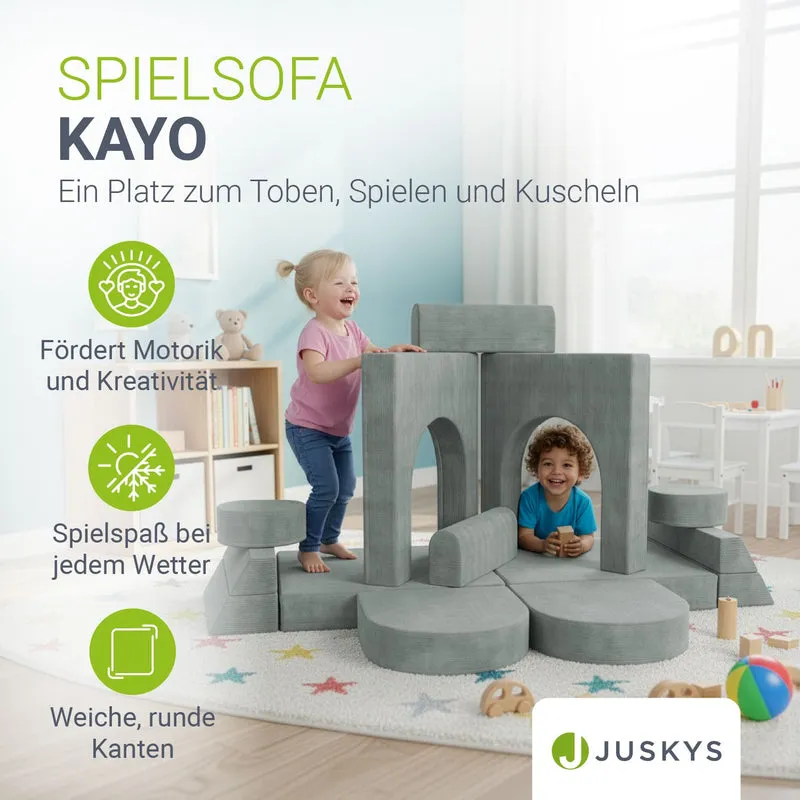 Canapé enfant Kayo en velours côtelé – modulable, lit d'appoint