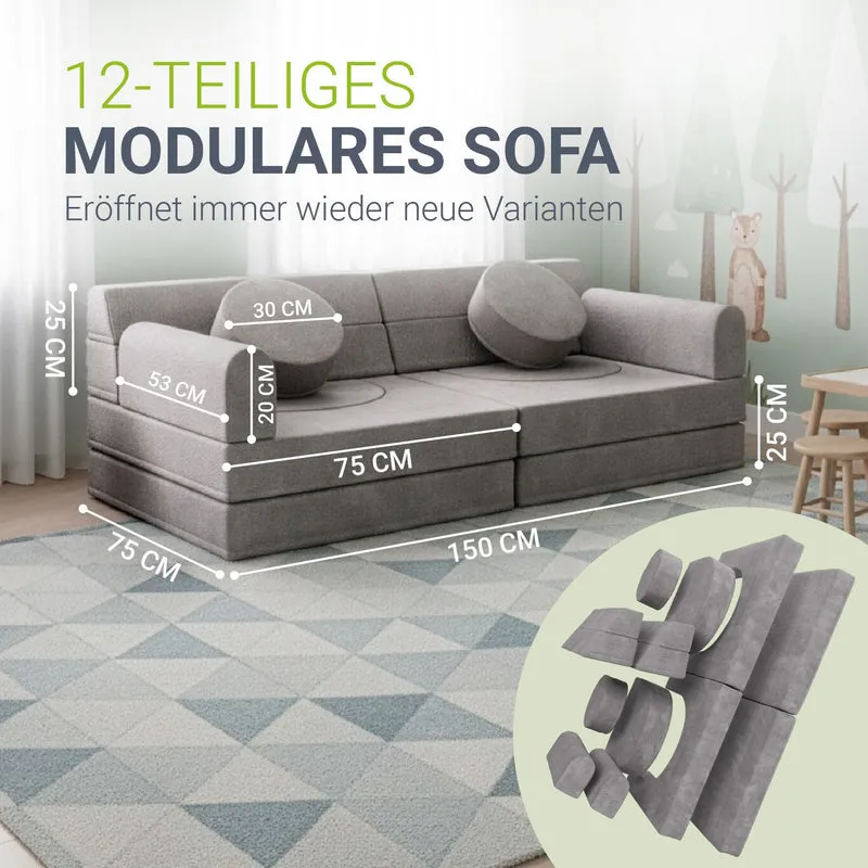 Canapé enfant Kayo en velours côtelé – modulable, lit d'appoint