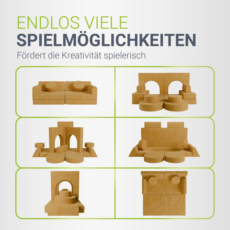 Canapé enfant Kayo en velours côtelé – modulable, lit d'appoint