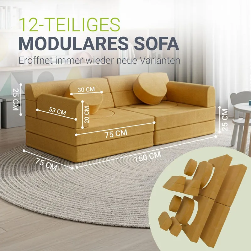 Canapé enfant Kayo en velours côtelé – modulable, lit d'appoint
