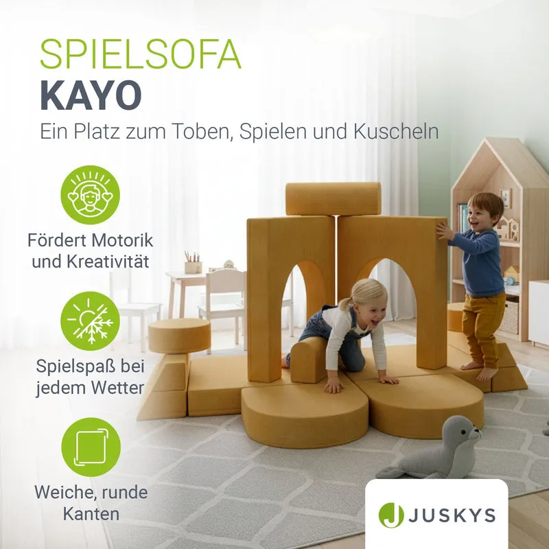 Canapé enfant Kayo en velours côtelé – modulable, lit d'appoint