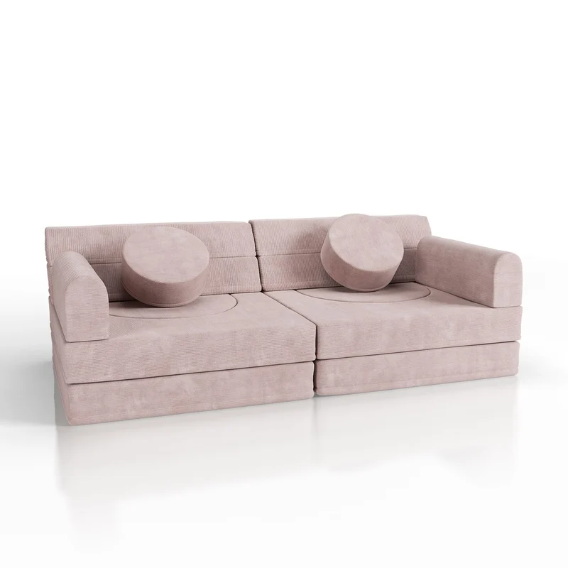 Canapé enfant Kayo en velours côtelé – modulable, lit d'appoint
