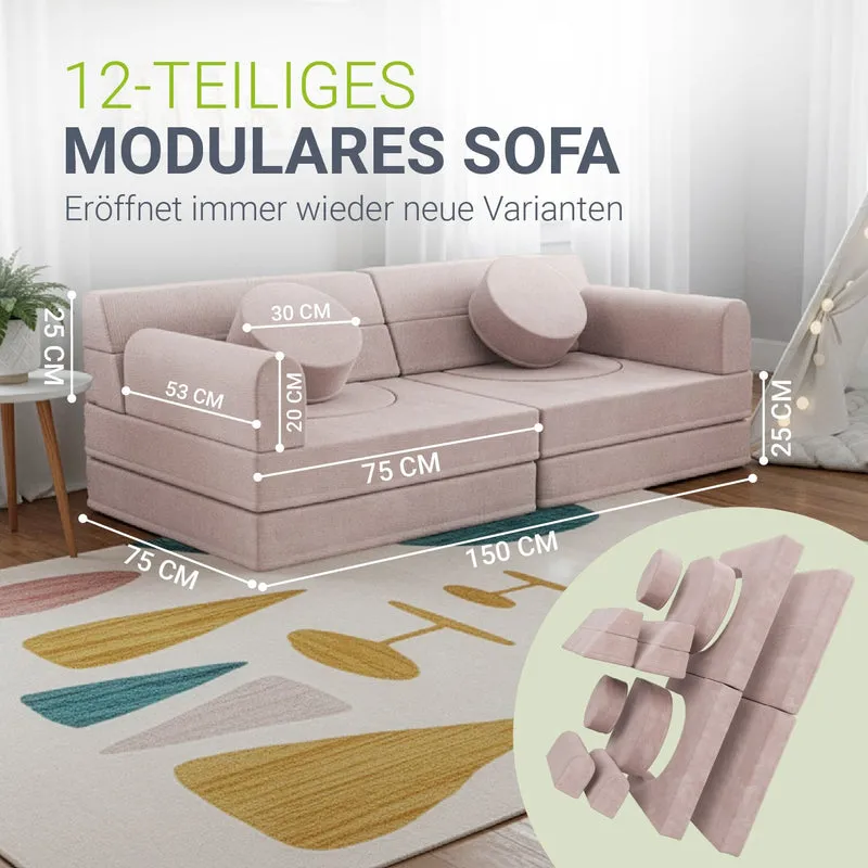 Canapé enfant Kayo en velours côtelé – modulable, lit d'appoint