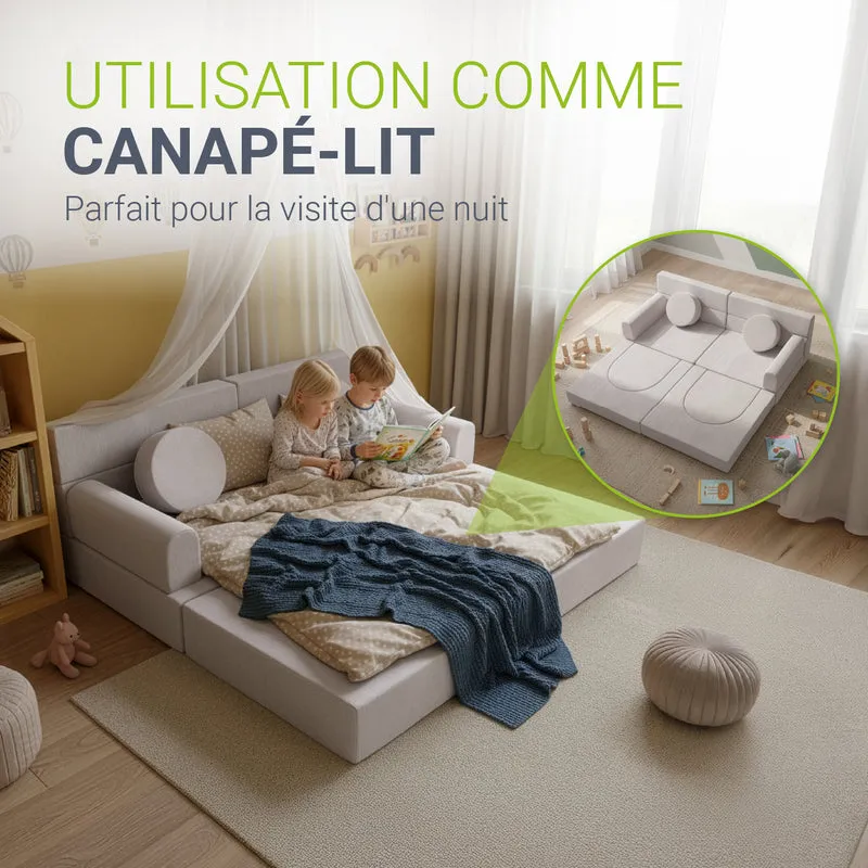 Canapé enfant Kayo en velours côtelé – modulable, lit d'appoint