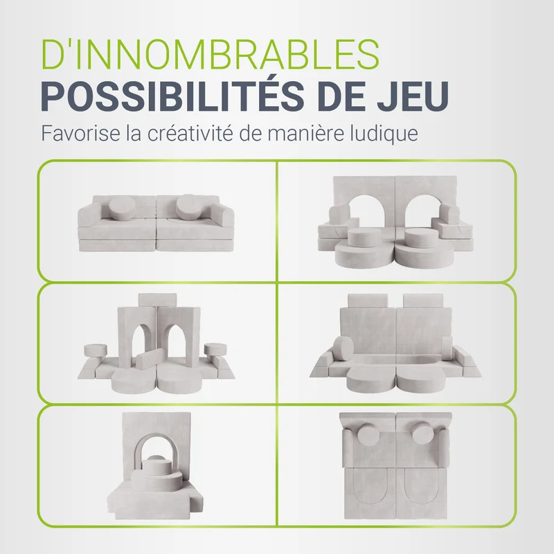Canapé enfant Kayo en velours côtelé – modulable, lit d'appoint