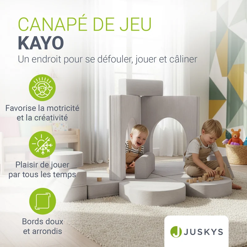 Canapé enfant Kayo en velours côtelé – modulable, lit d'appoint