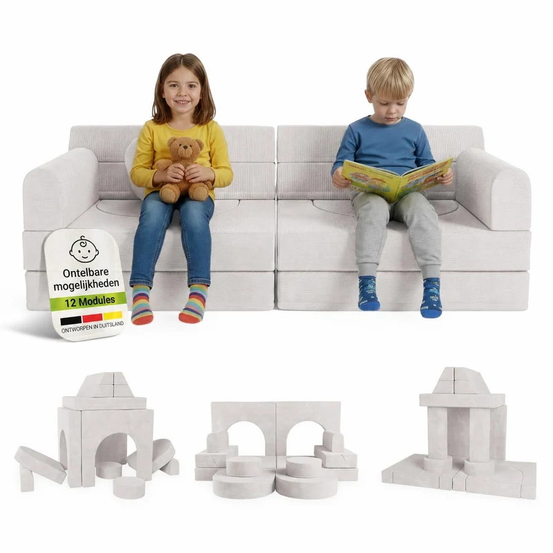 Canapé enfant Kayo en velours côtelé – modulable, lit d'appoint