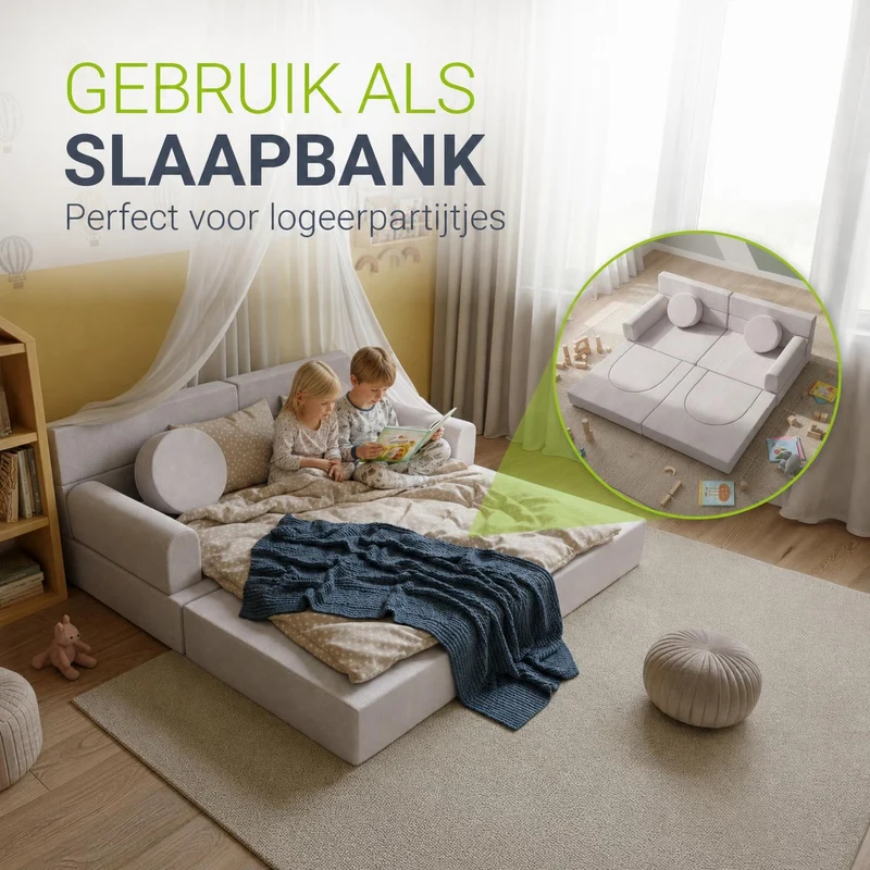 Canapé enfant Kayo en velours côtelé – modulable, lit d'appoint