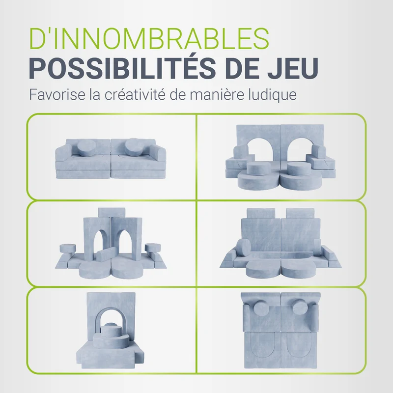 Canapé enfant Kayo en velours côtelé – modulable, lit d'appoint
