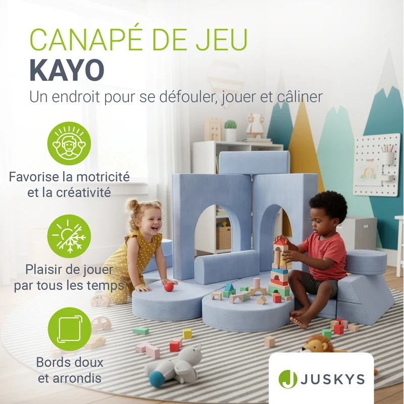 Canapé enfant Kayo en velours côtelé – modulable, lit d'appoint