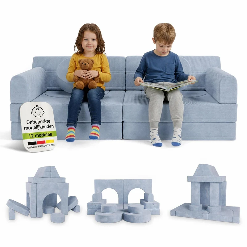 Canapé enfant Kayo en velours côtelé – modulable, lit d'appoint