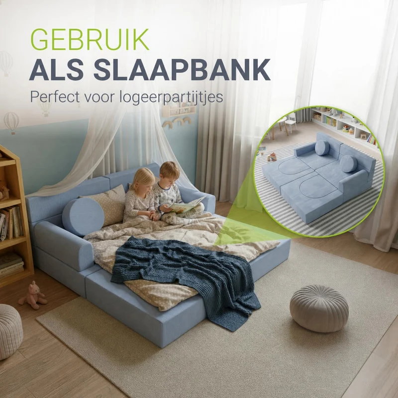 Canapé enfant Kayo en velours côtelé – modulable, lit d'appoint