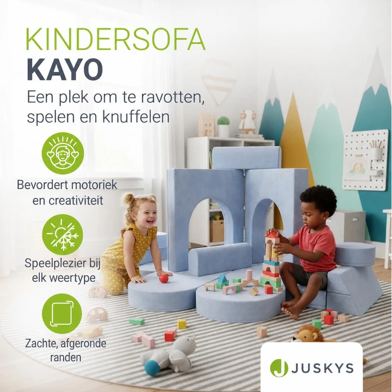 Canapé enfant Kayo en velours côtelé – modulable, lit d'appoint