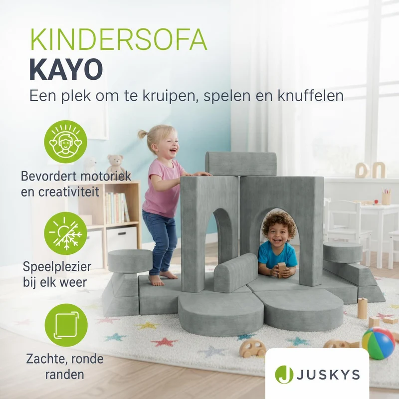 Canapé enfant Kayo en velours côtelé – modulable, lit d'appoint