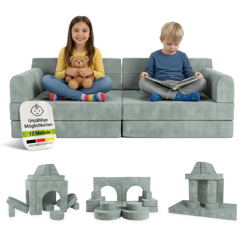 Canapé enfant Kayo en velours côtelé – modulable, lit d'appoint