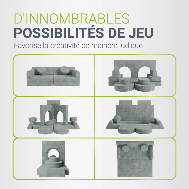 Canapé enfant Kayo en velours côtelé – modulable, lit d'appoint