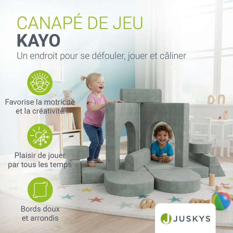 Canapé enfant Kayo en velours côtelé – modulable, lit d'appoint