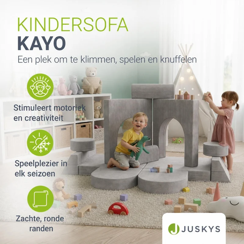 Canapé enfant Kayo en velours côtelé – modulable, lit d'appoint